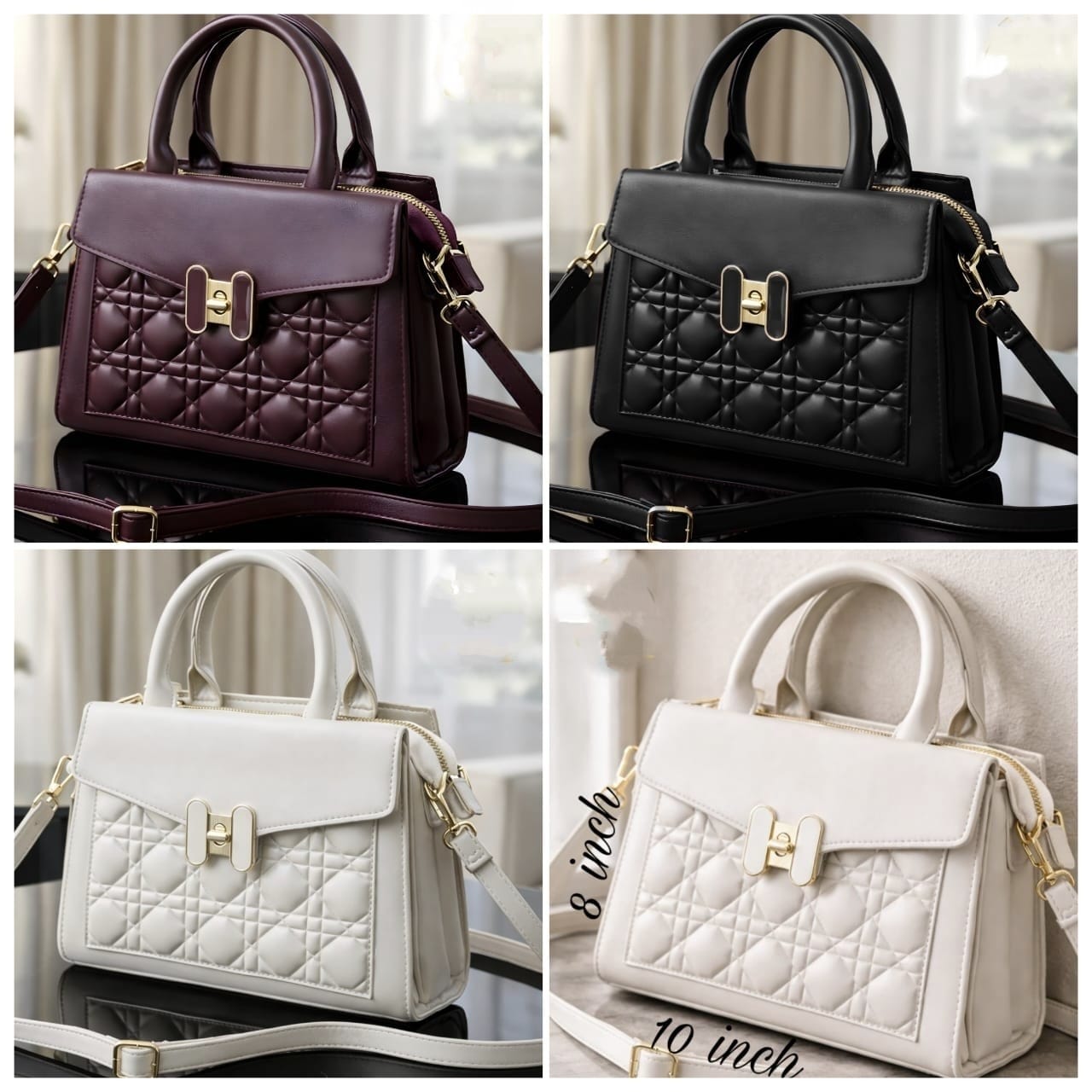 Women’s Elegant Quilted PU Leather Handbag