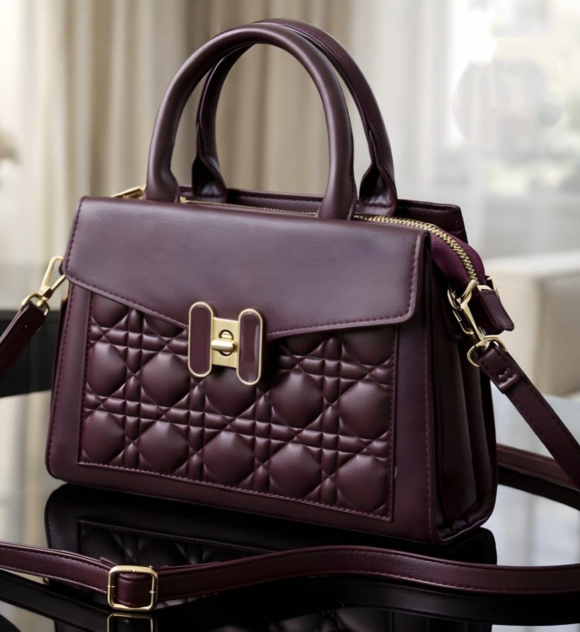 Women’s Elegant Quilted PU Leather Handbag