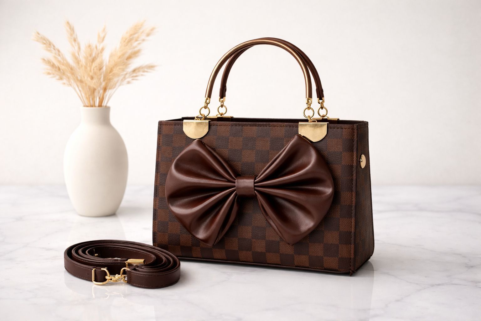 Women’s Elegant Beige Bow Handbag