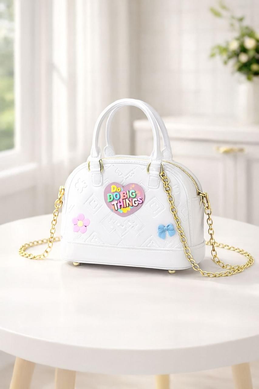 Kids Mini White Handbag with Chain Stra