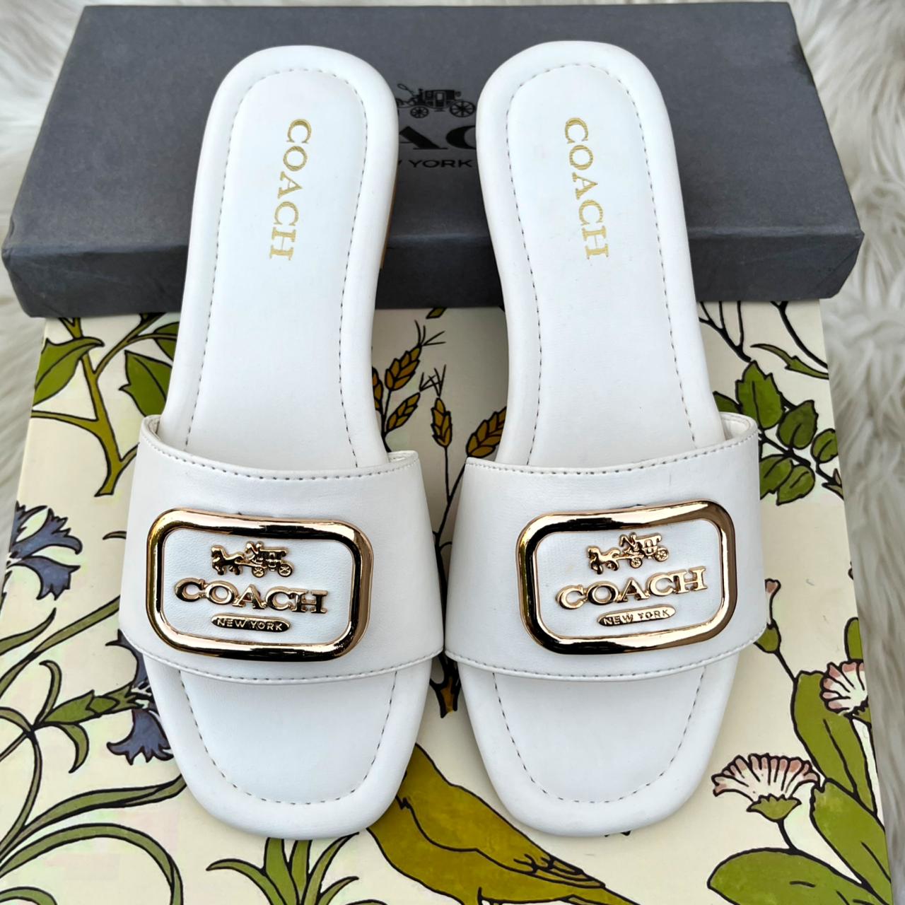 Luxury White Slide Sandals