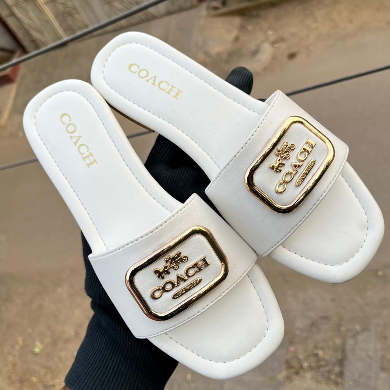 Luxury White Slide Sandals