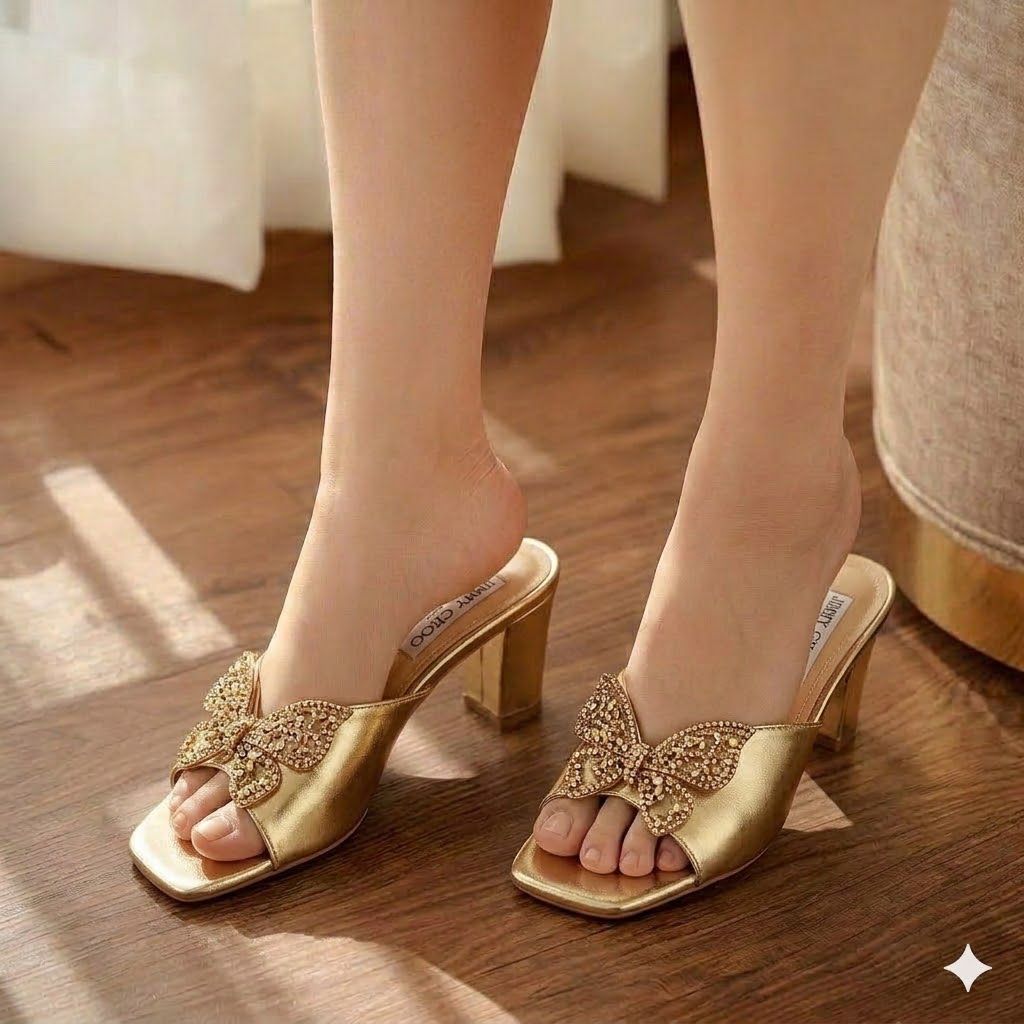 Golden Butterfly Heels