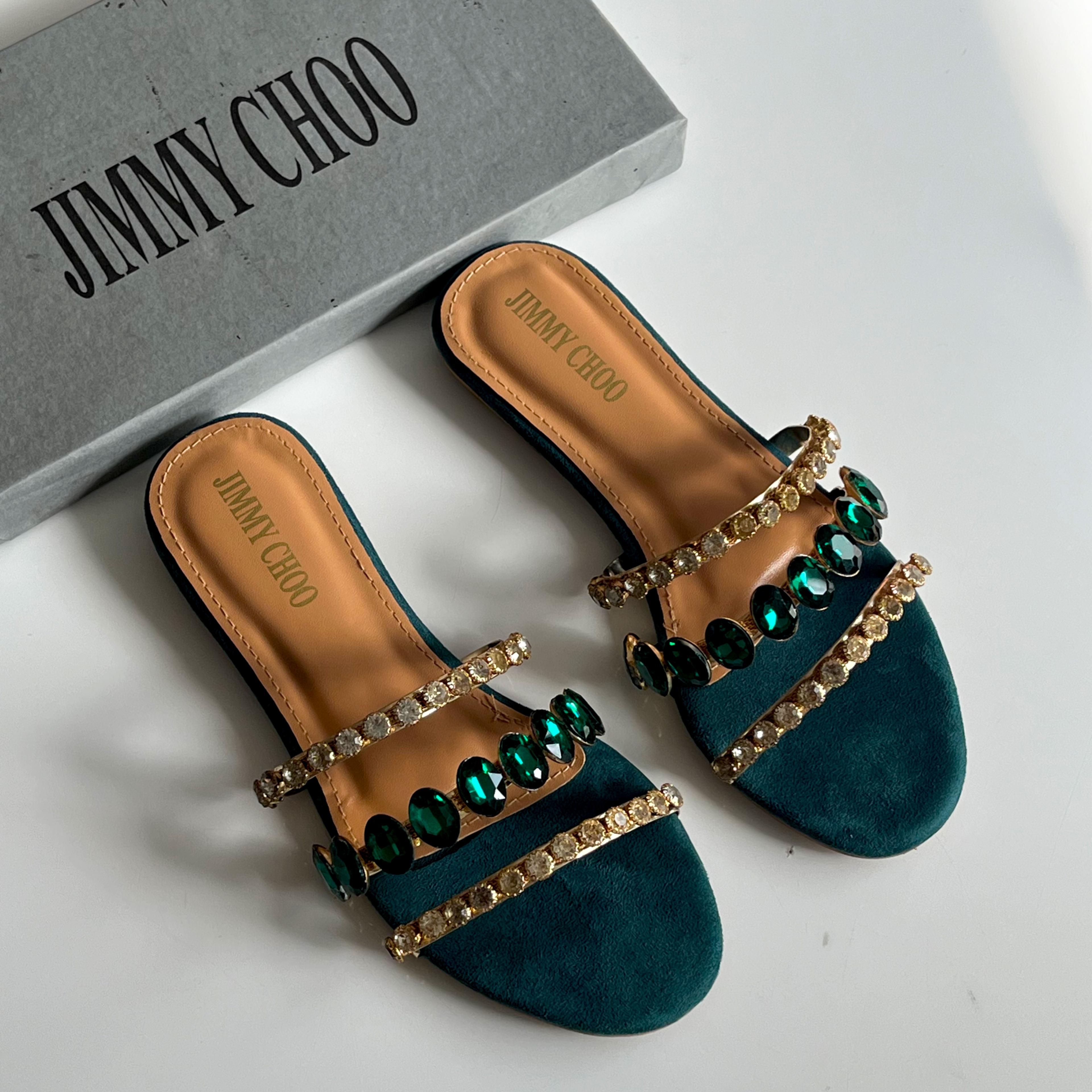 Emerald Crystal Luxe Flats