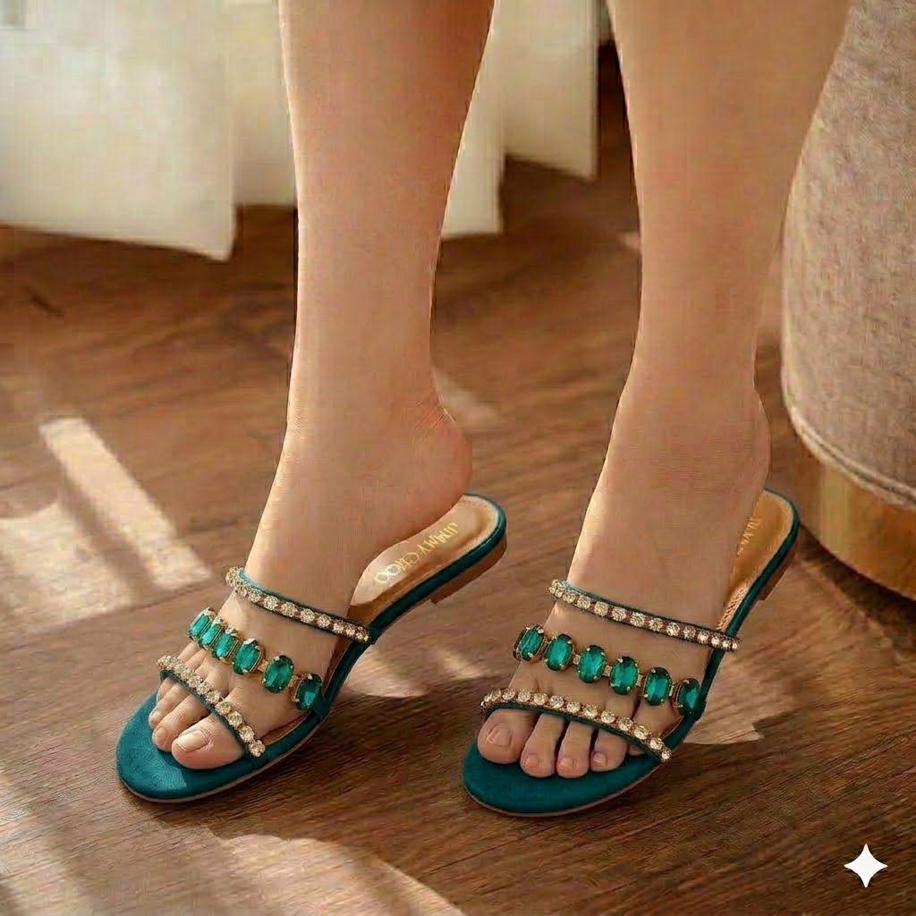 Emerald Crystal Luxe Flats