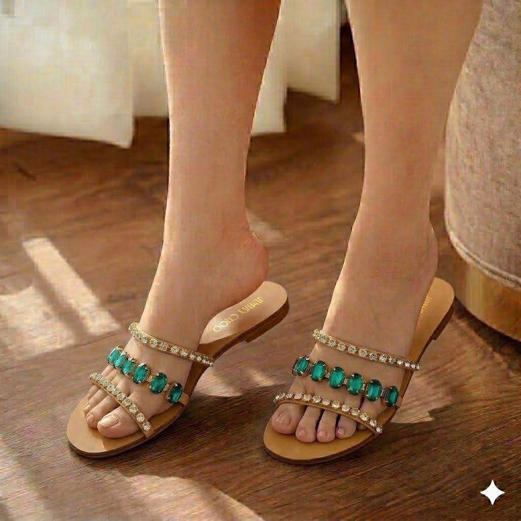 Emerald Crystal Luxe Flats