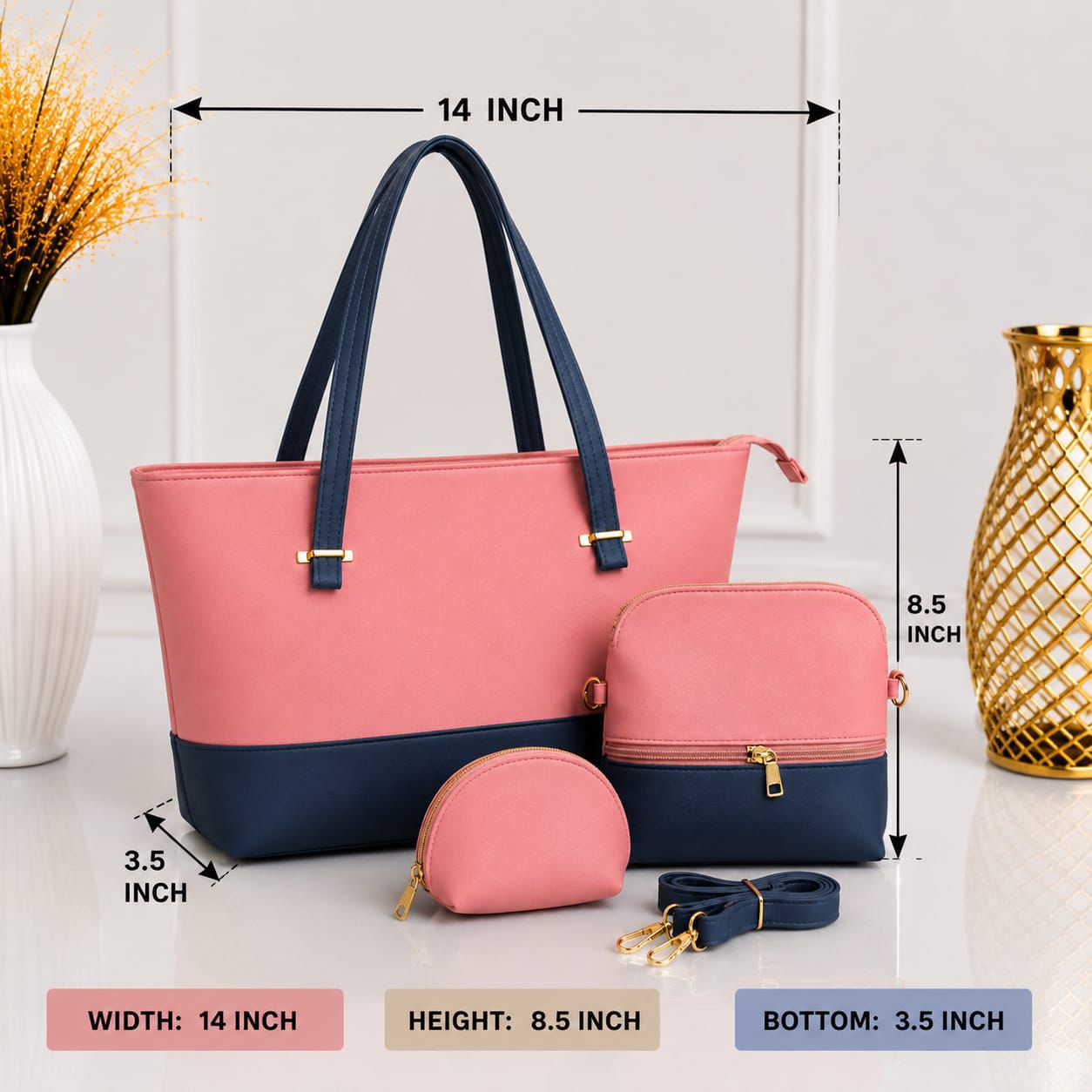 Elegant 3-Piece Luxury Handbag Se