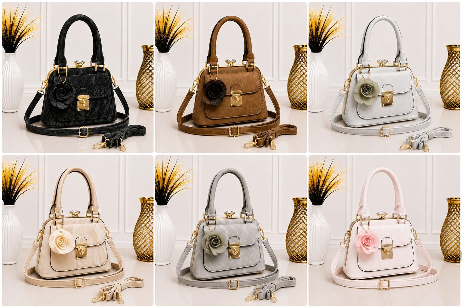 Luxury Pearl Rose Handbag