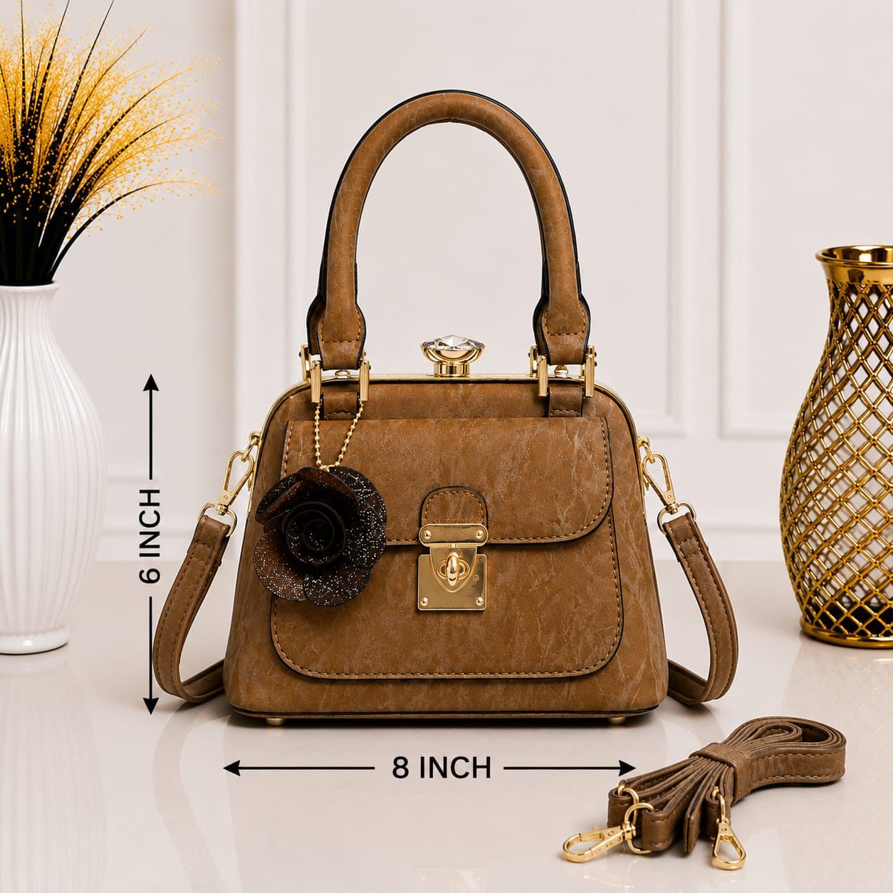 Luxury Pearl Rose Handbag