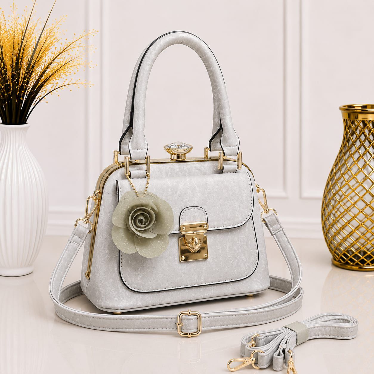 Luxury Pearl Rose Handbag