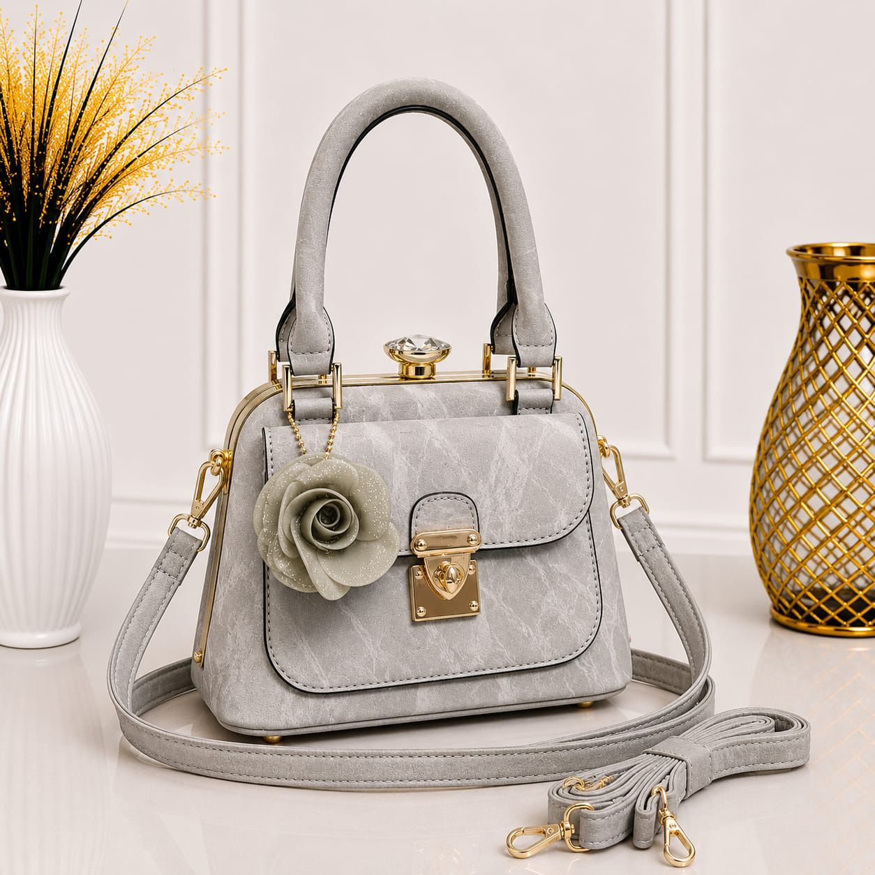 Luxury Pearl Rose Handbag