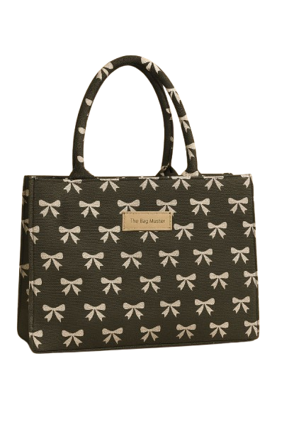 Girls Stylish Bow Print Tote Hand Bag