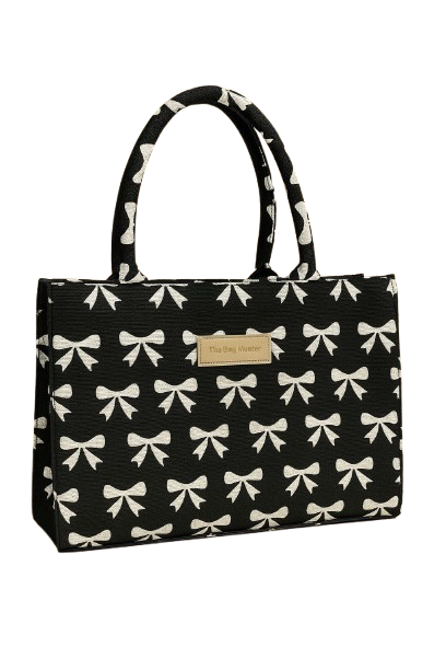 Girls Stylish Bow Print Tote Hand Bag