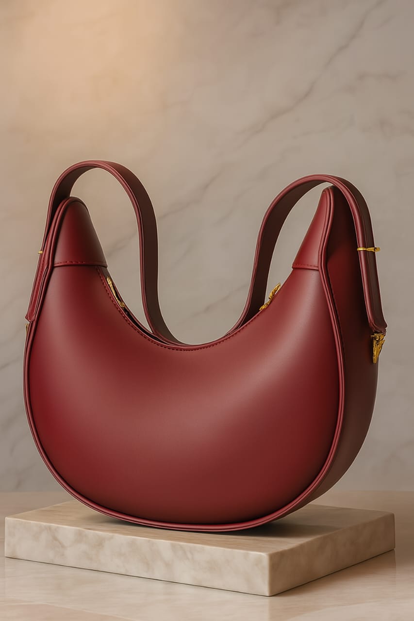 Women’s Maroon Crescent Shoulder Bag